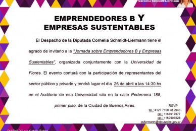Este viernes los esperamos en la jornada sobre emprendedorismo y sustentabilidad a las 14.30 hs en la Universidad de Flores, Pedernera 188.